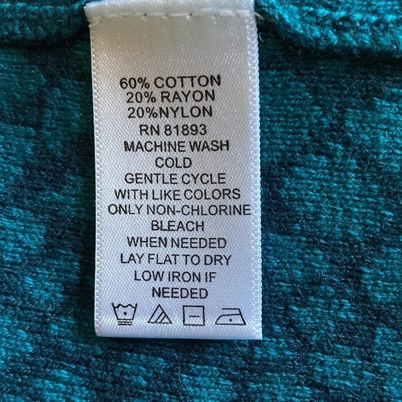 Isaac Mizrahi Live | Teal Animal Print Cardigan Sweater  Long XXS - Picture 4 of 4